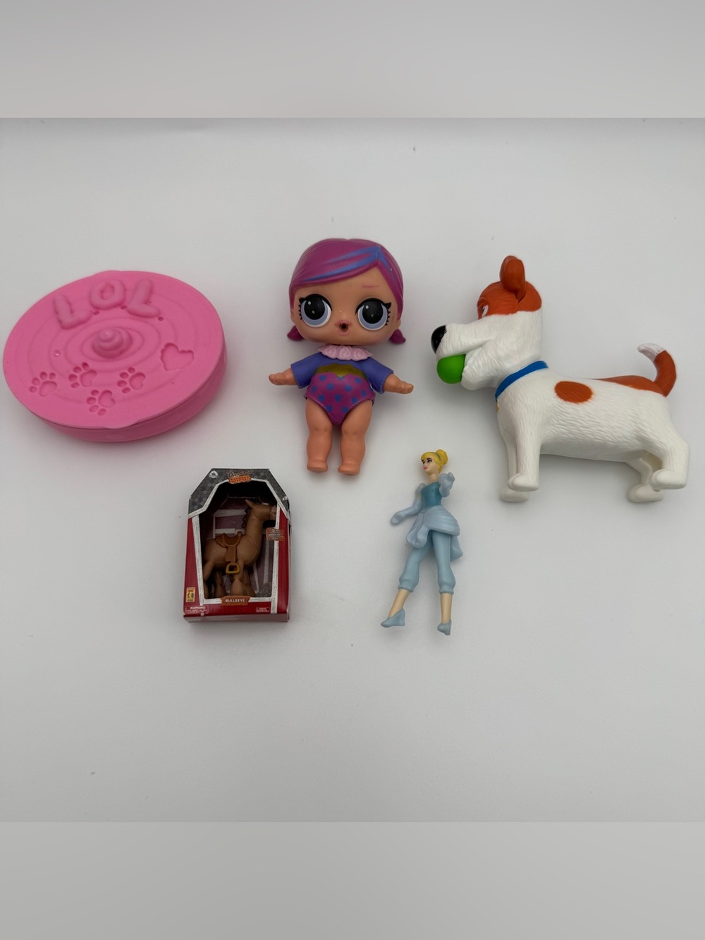 Mixed Toy Lot LOL Surprise Secret Life Pets Max Toy Story Bullseye Cinderella